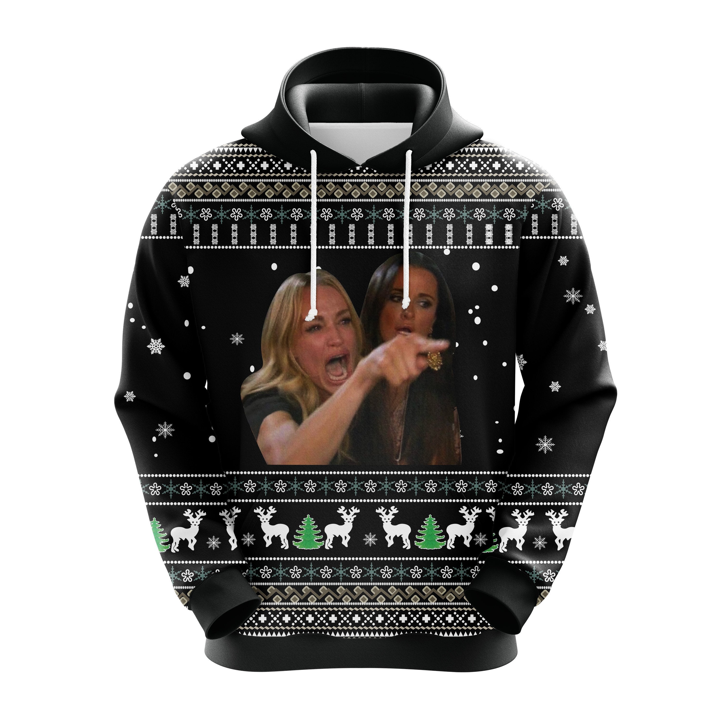 Funny Woman Yelling At Cat Memes Christmas Ugly Hoodie Gift Idea