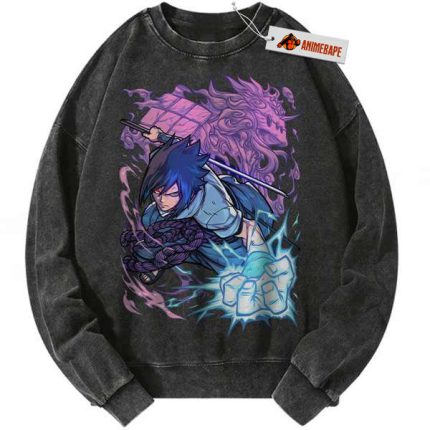 Sasuke Uchiha Sweatshirt, Naruto Sweatshirt, Anime Sweatshirt, Vintage Sweatshirt Black S 1