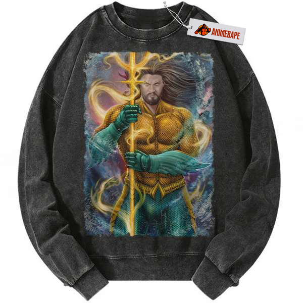 Aquaman Vintage Sweatshirt, DC Comics Graphic Sweater for Men