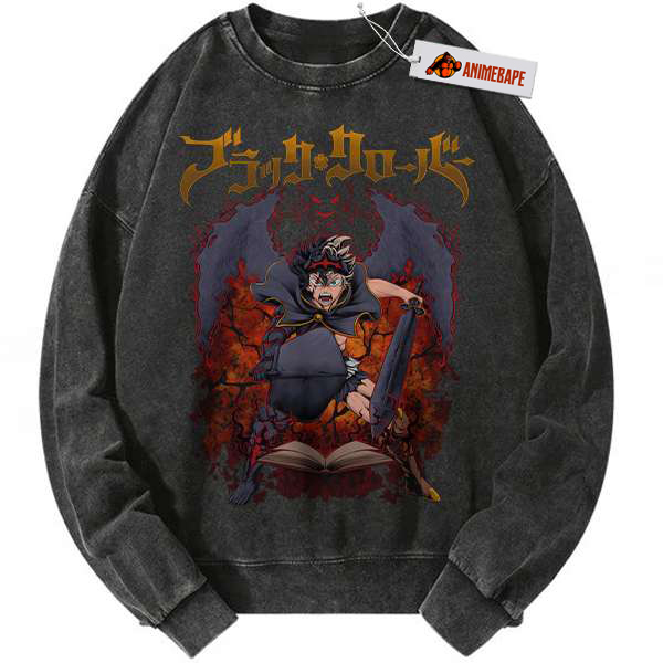 Black Clover Anime Sweatshirt, Vintage Style Asta Sweatshirt