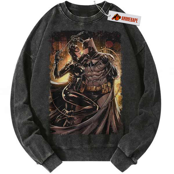 Batman Catwoman Vintage Sweatshirt, DC Comics Sweatshirt for Men
