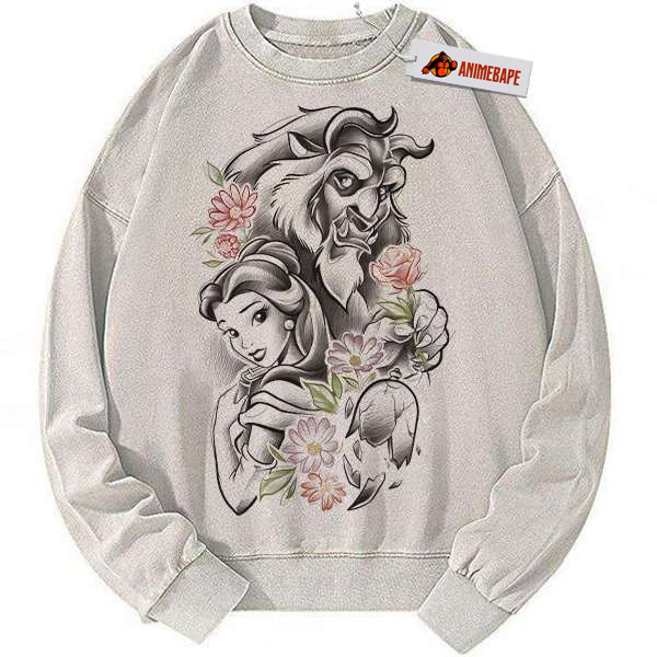 Beauty and the Beast Vintage Animated Sweatshirt, Purple Sweater