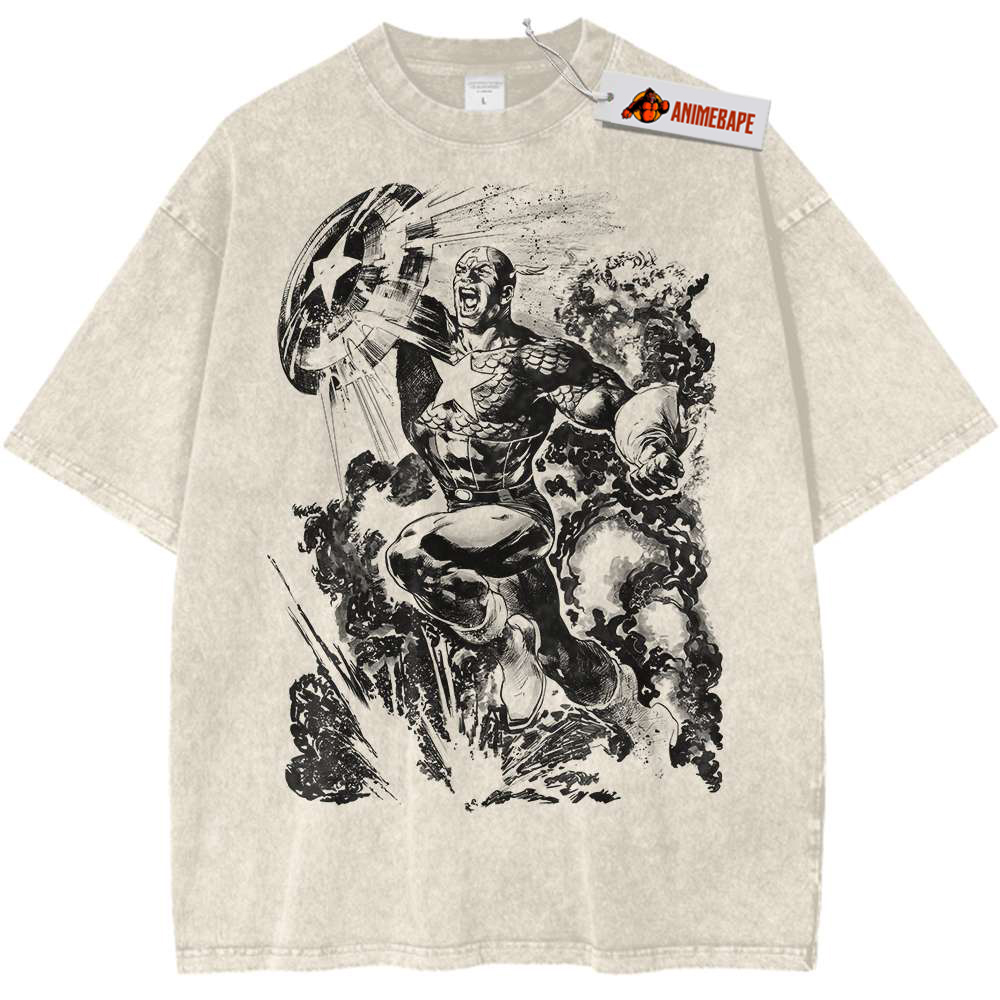 Captain America Vintage Tee, Marvel Comics Graphic Shirt