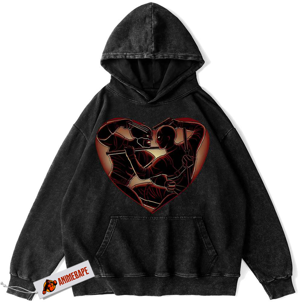 Deadpool Wolverine Vintage Hoodie, Marvel Comics Graphic Hoodie