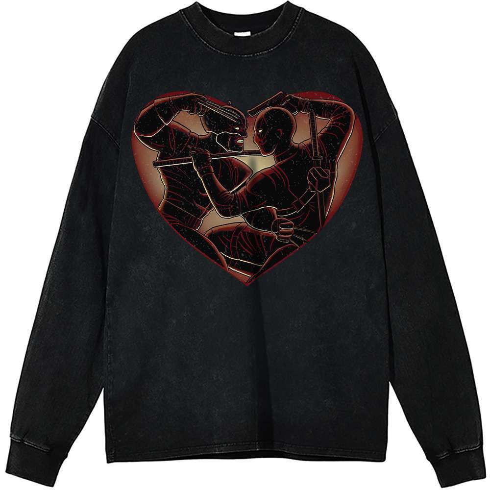 Deadpool Wolverine Vintage Sweatshirt, Marvel Comics Apparel