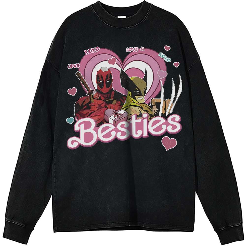 Deadpool Wolverine Vintage Sweatshirt, Marvel Comics Apparel