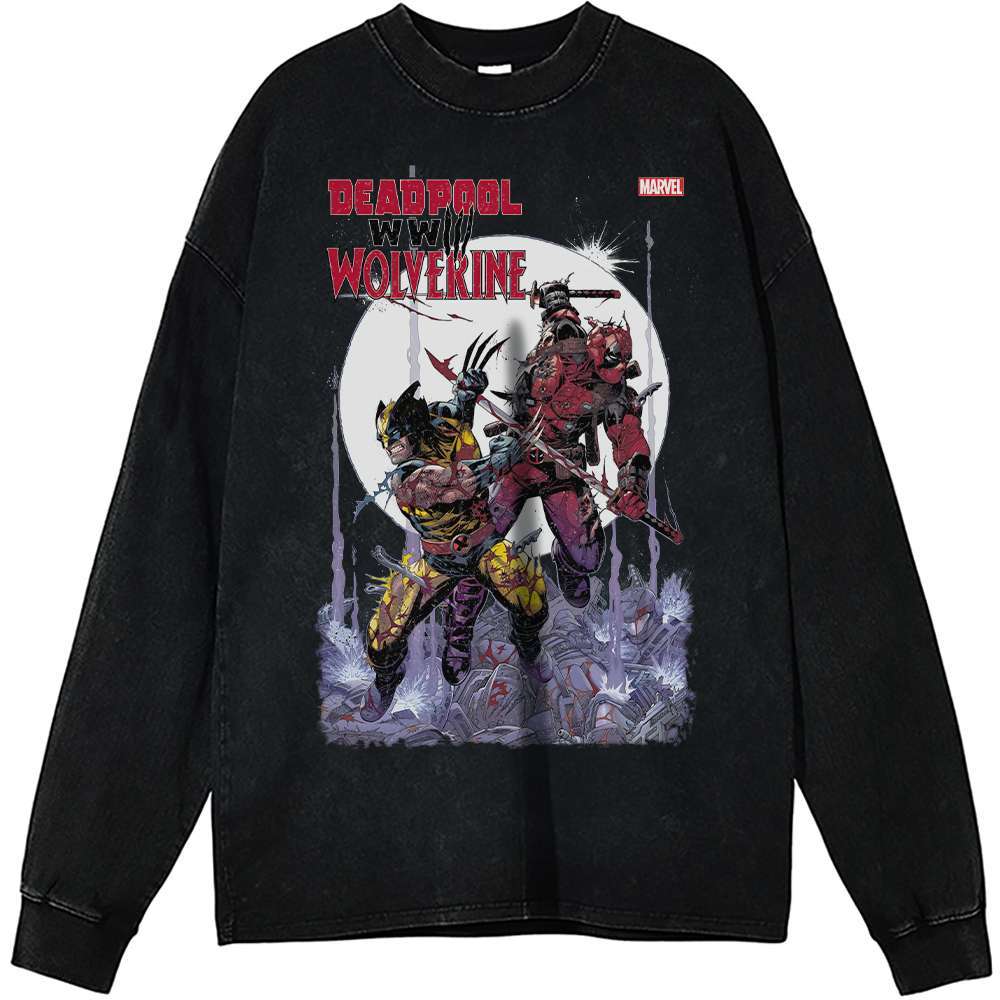Deadpool Wolverine Vintage Sweatshirt, Marvel Comics Apparel