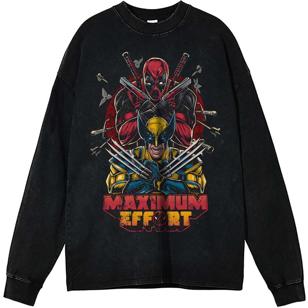 Deadpool Wolverine Vintage Sweatshirt, Marvel Comics Apparel