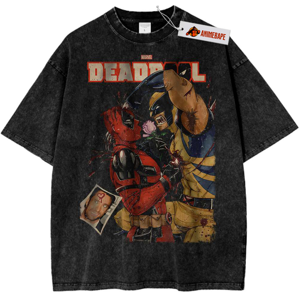 Deadpool Wolverine Vintage T-Shirt, Marvel Comics Clothing for Fans