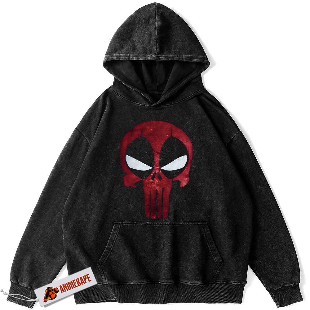 Deadpool Punisher Vintage Hoodie, Marvel Comics Hoodie for Men