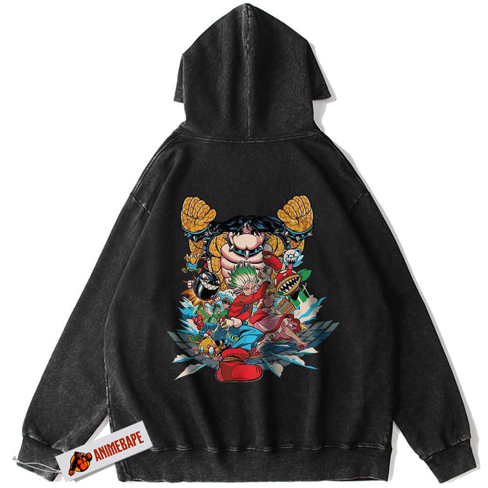 Anime Dr Stone Vintage Mario Hoodie - Stylish Pullover Sweatshirt