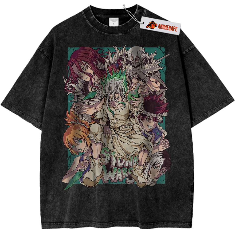 Dr Stone Anime Vintage T-Shirt, Casual Graphic Tee for Fans
