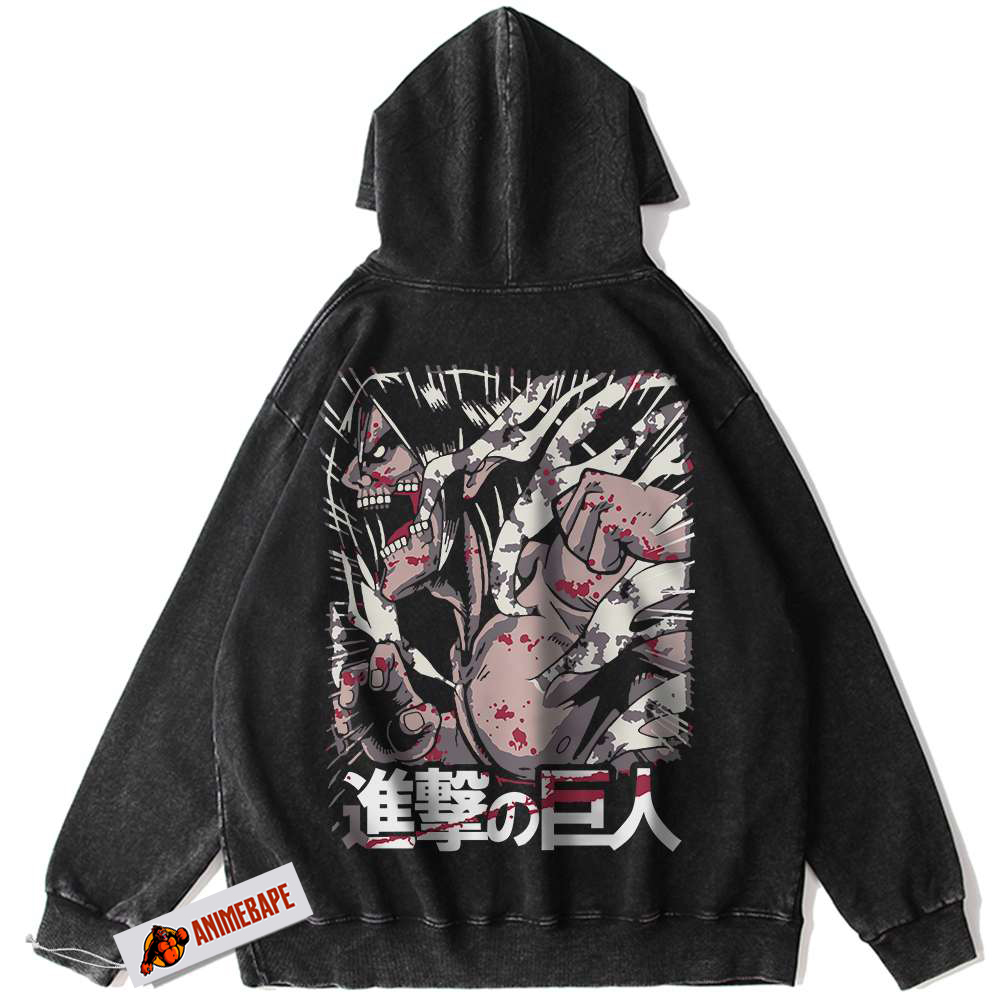 Eren Yeager Vintage Hoodie, AOT Attack On Titan Anime Hoodie