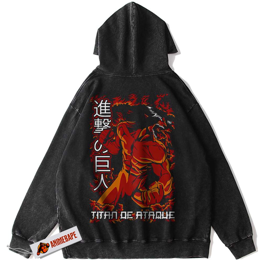 Eren Yeager Attack on Titan Anime Vintage Hoodie for Fans