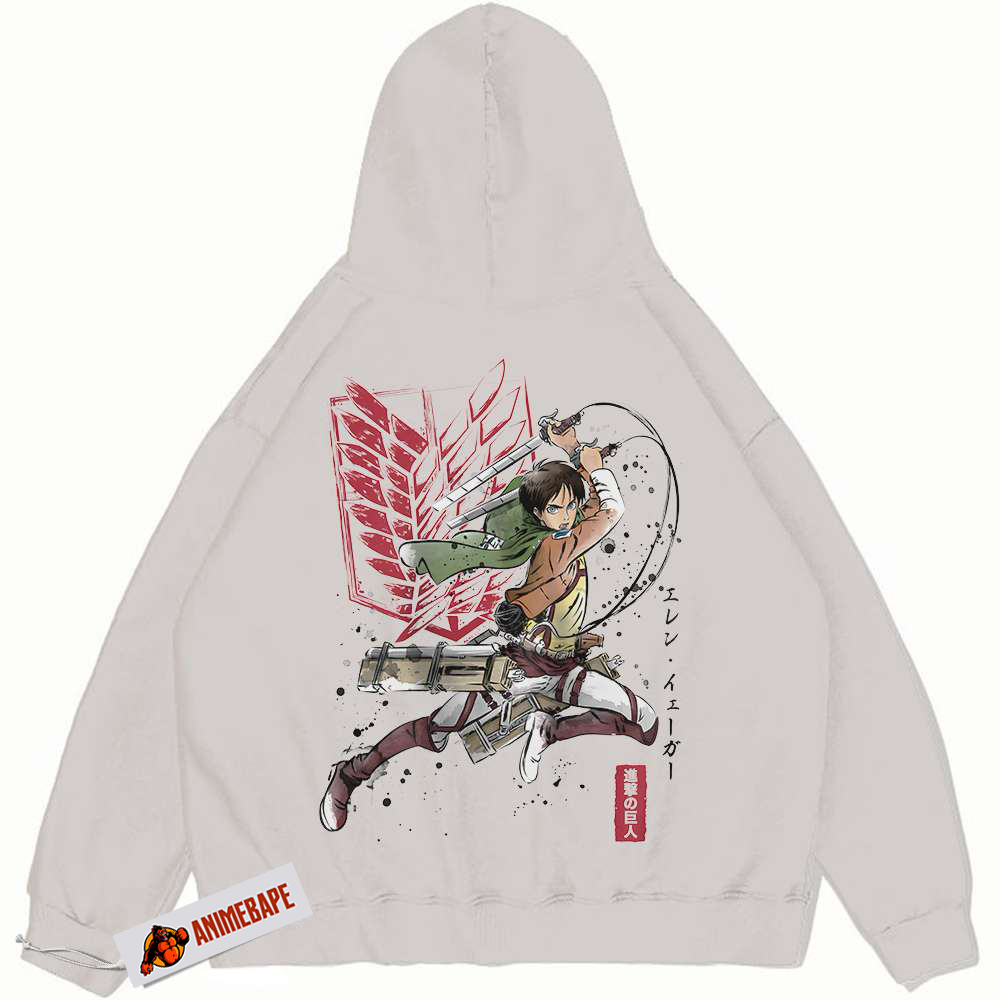Eren Yeager Attack on Titan Hoodie, Vintage Anime Hoodie 4