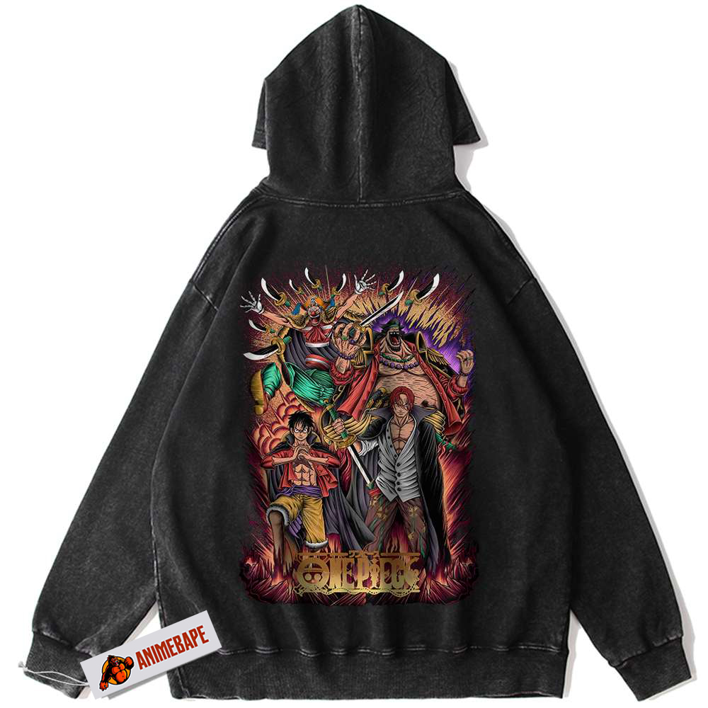 One Piece Four Emperors Vintage Anime Hoodie for Men and Women