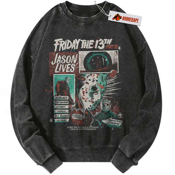 Friday the 13th Horror Halloween Sweatshirt, Vintage Style Sweater