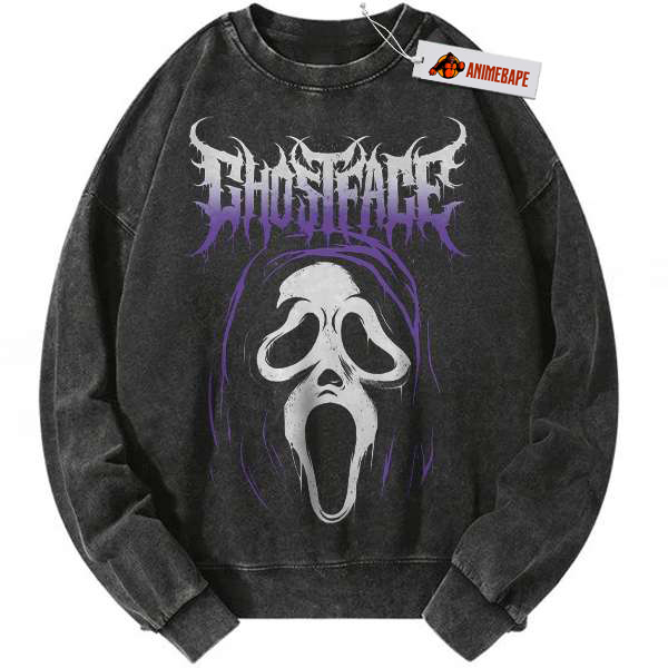 Ghostface Scream Vintage Sweatshirt, Horror Halloween Pullover Sweater