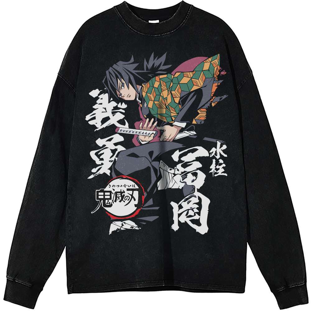 Giyu Tomioka Anime Sweatshirt, Demon Slayer Vintage Style