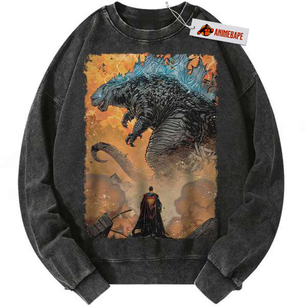 Godzilla Superman Vintage DC Comics Sweatshirt - Graphic Sweater