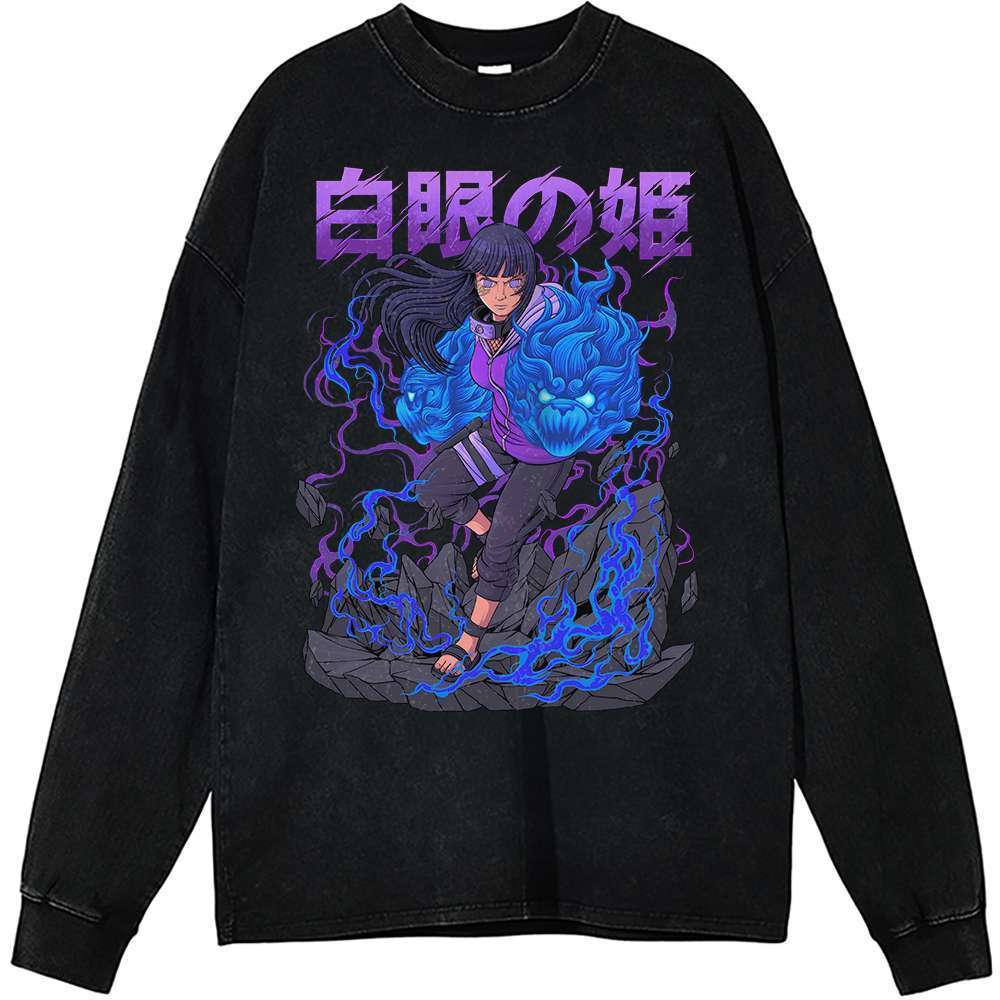 Hinata Hyuga Vintage Sweatshirt, Naruto Anime Apparel