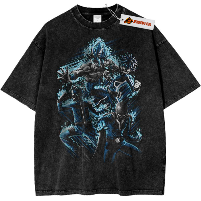 Anime Vintage T-Shirt - Son Goku, Deku, Saitama, Naruto Designs - Image 1