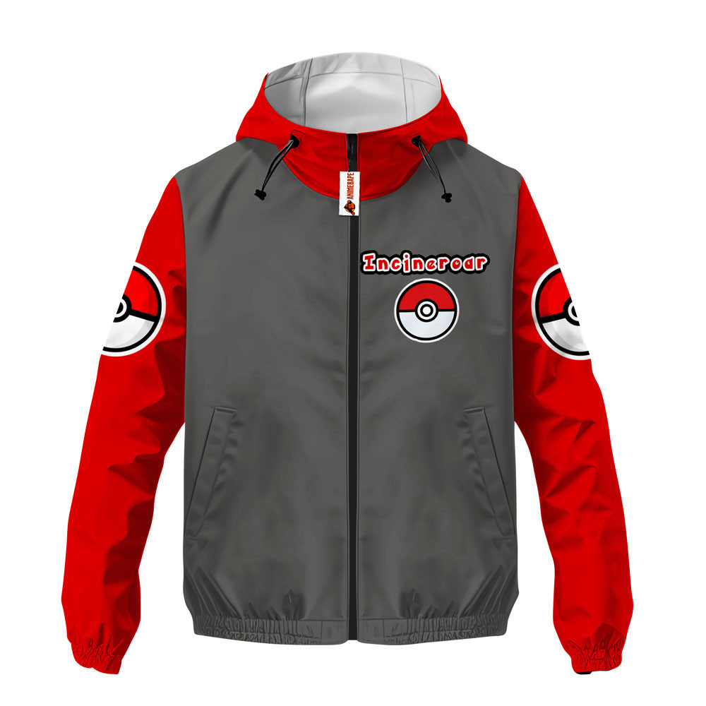 Mens Incineroar Lightweight Windbreaker Jacket for Outdoor Sports