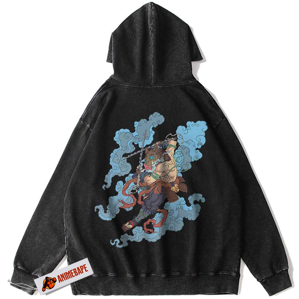 Demon Slayer Inosuke Hashibira Vintage Anime Hoodie for Fans