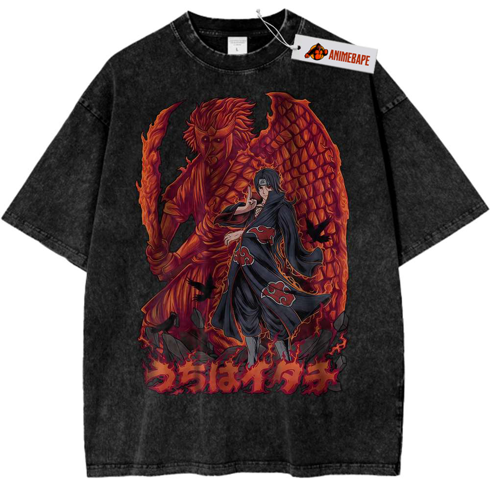 Itachi Uchiha Susanoo Akatsuki Naruto Vintage Tee Anime Shirt for Fans