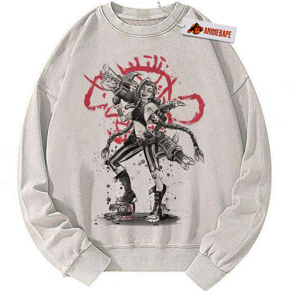 League of Legends Jinx Sweatshirt Vintage Game Sweater for Fans AnimeBape