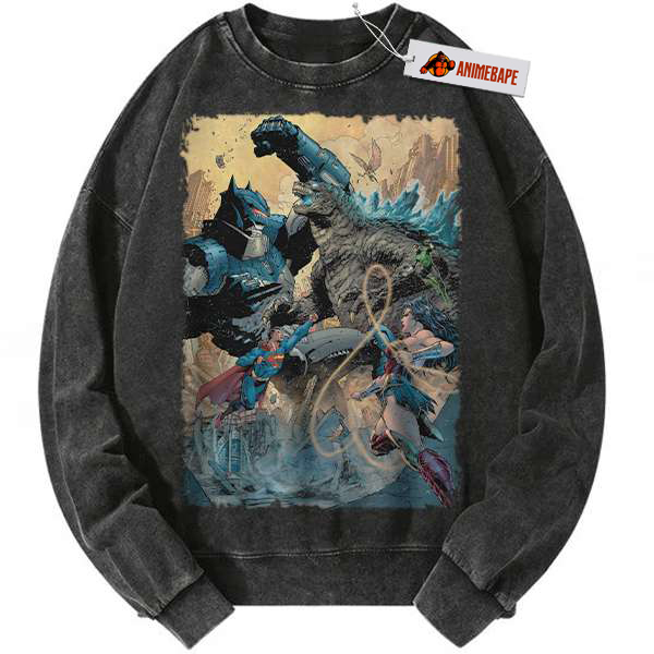 Justice League Godzilla Sweatshirt, Vintage DC Comics Sweater