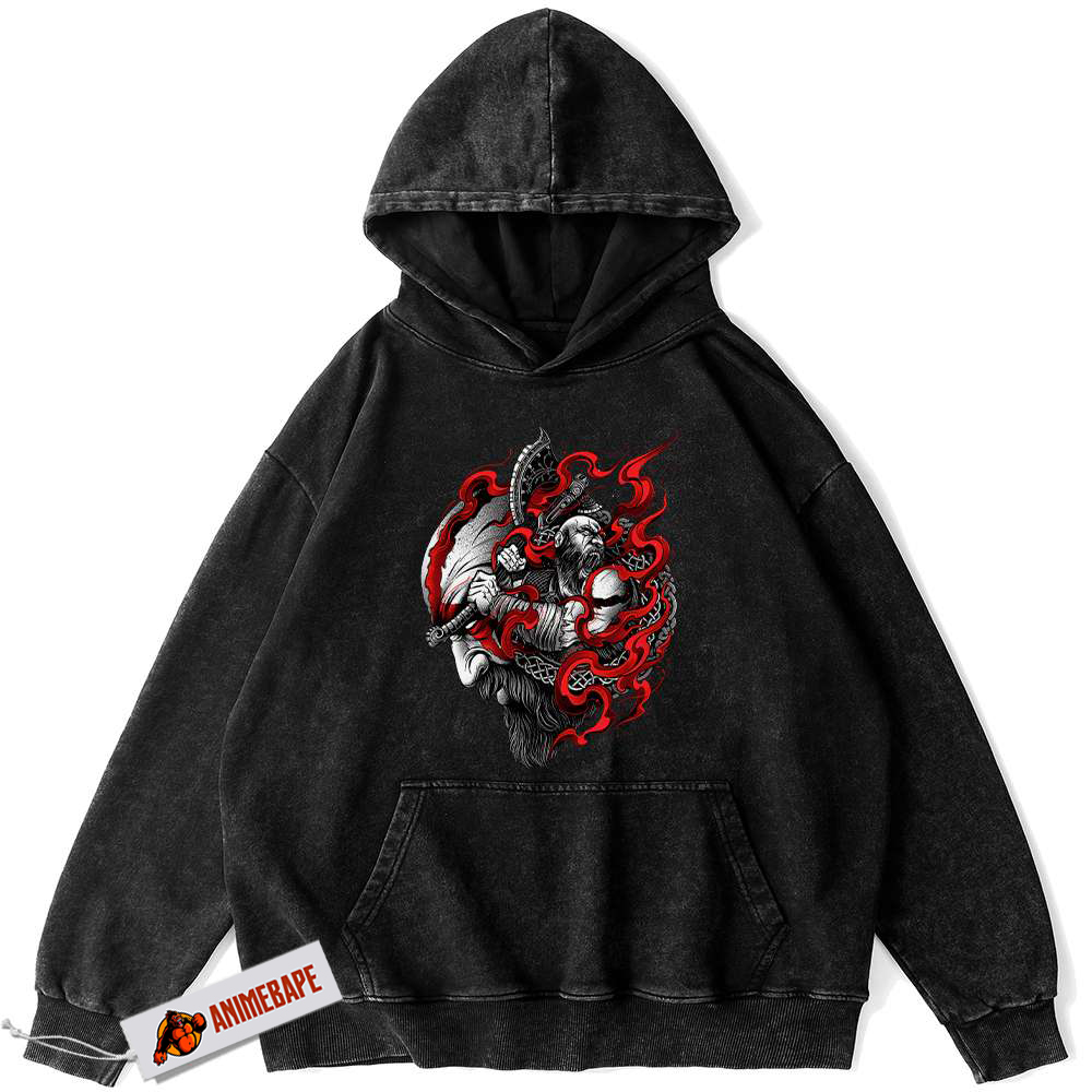 God of War Kratos Vintage Hoodie for Gamers, Game Hoodie 3