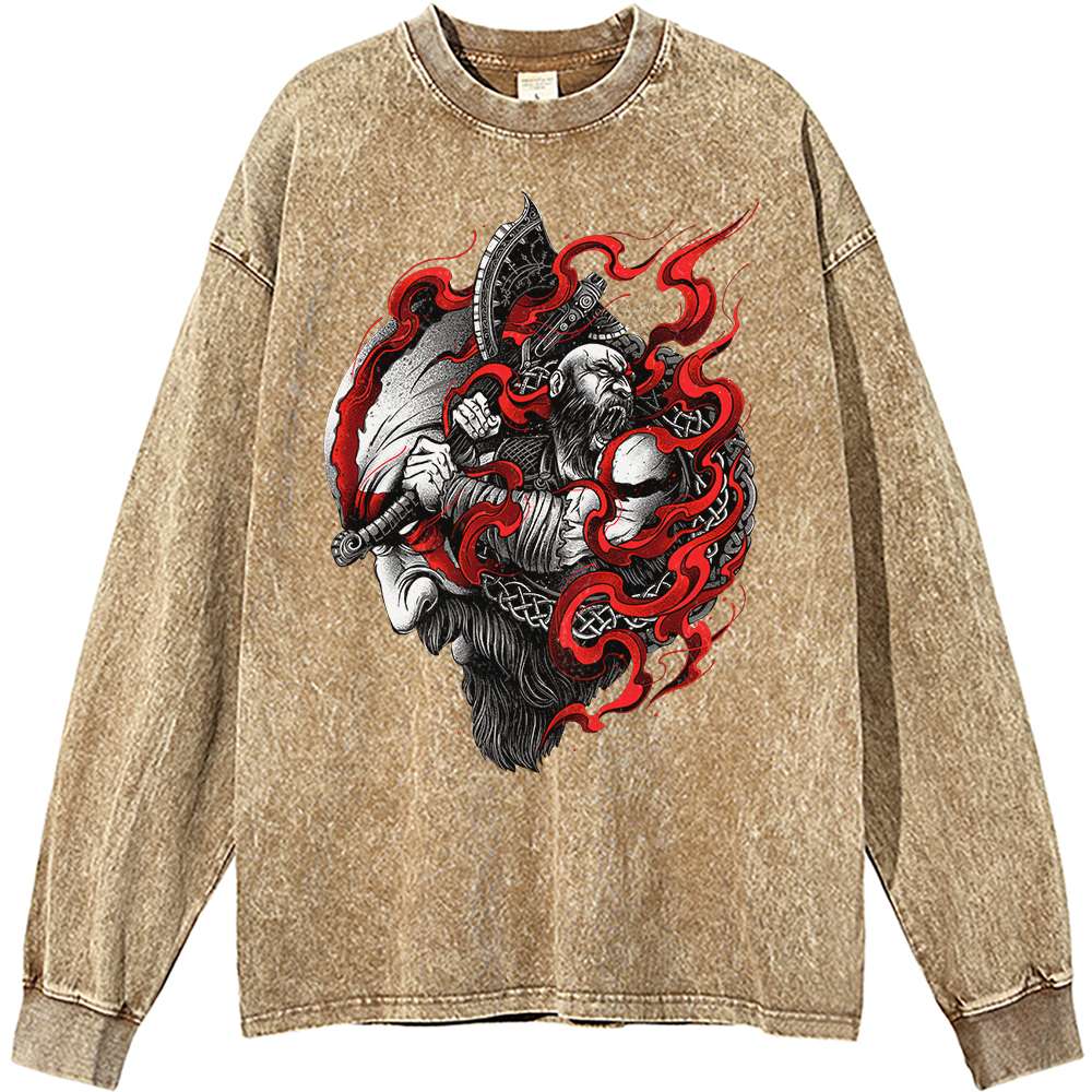 God of War Kratos Vintage Sweatshirt for Gaming Enthusiasts