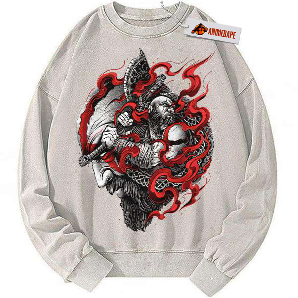God of War Kratos Vintage Sweatshirt, Game Apparel for Fans