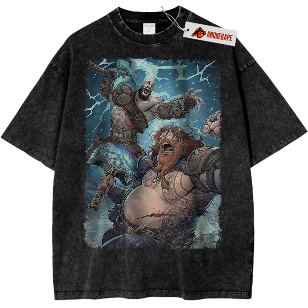 God of War Kratos vs Thor Vintage Tee, Game Shirt for Gamers