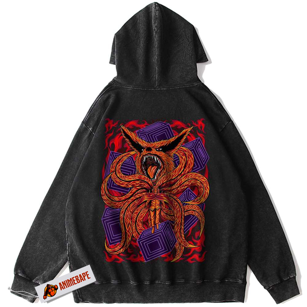 Naruto Kurama Vintage Hoodie for Anime Fans, Unisex Style