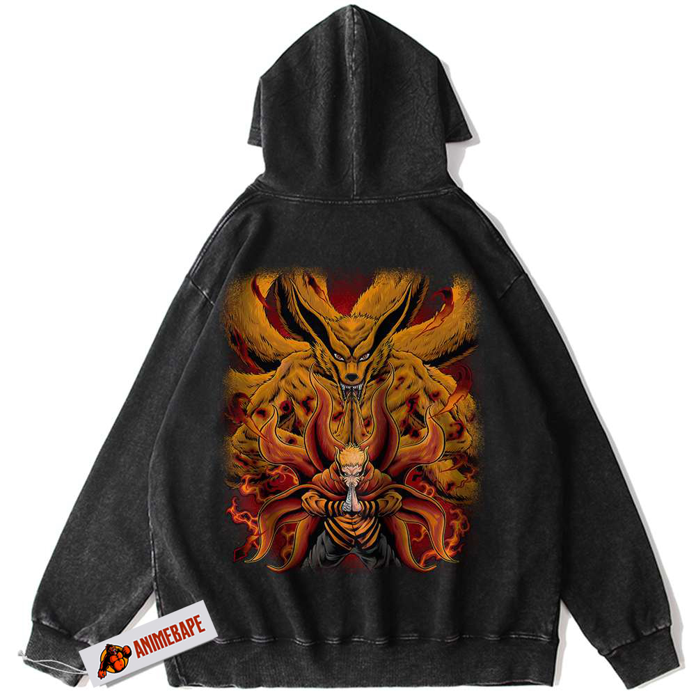 Naruto Uzumaki Kurama Vintage Hoodie for Anime Fans