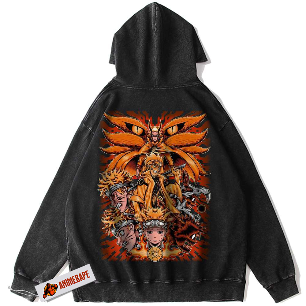 Naruto Uzumaki Kurama Hoodie, Vintage Anime Hoodie for Fans
