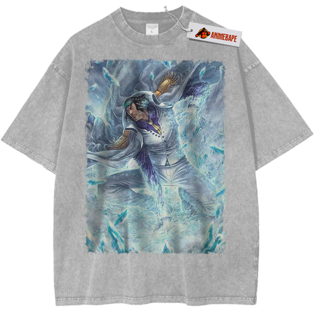 Aokiji Kuzan Shirt, Vintage One Piece Anime Tee, Short Sleeve Shirt