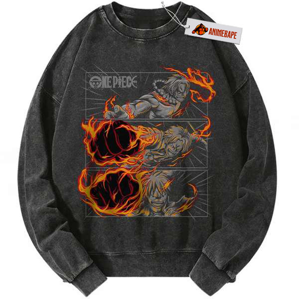 Luffy Ace Sabo Vintage Anime Sweatshirt, One Piece Sweatshirt