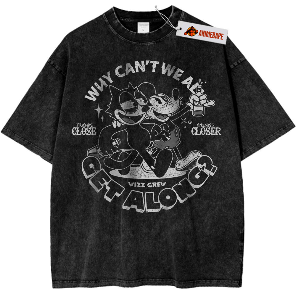 Vintage Disney Mickey Mouse and Felix the Cat Animated T-Shirt