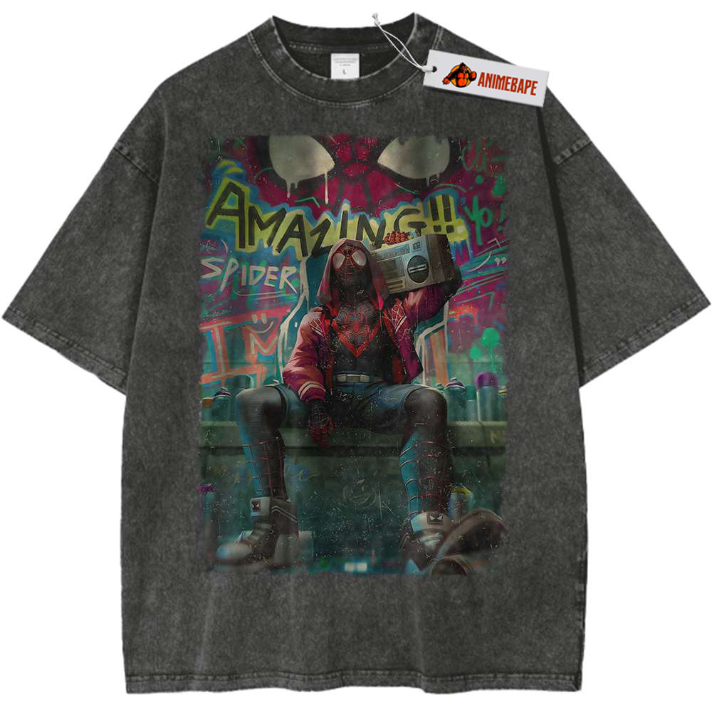 Miles Morales Spider-Man Vintage Tee Shirt, Marvel Comics Apparel