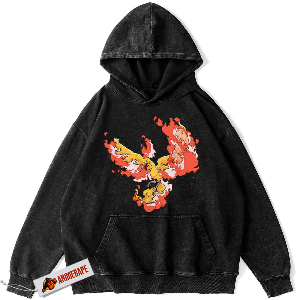 Moltres Pokemon Vintage Hoodie, Anime PKM Pullover for Fans