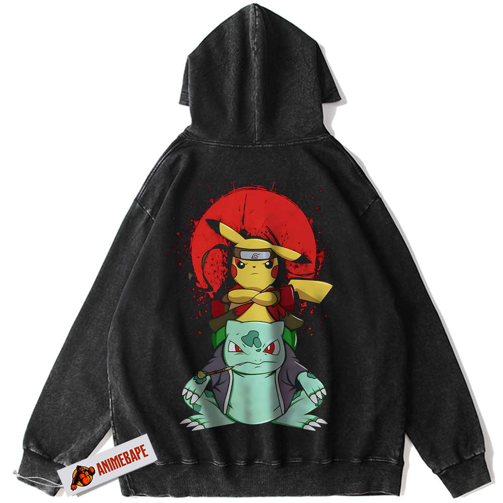 Pikachu Bulbasaur Pokemon Vintage Hoodie for Anime Fans