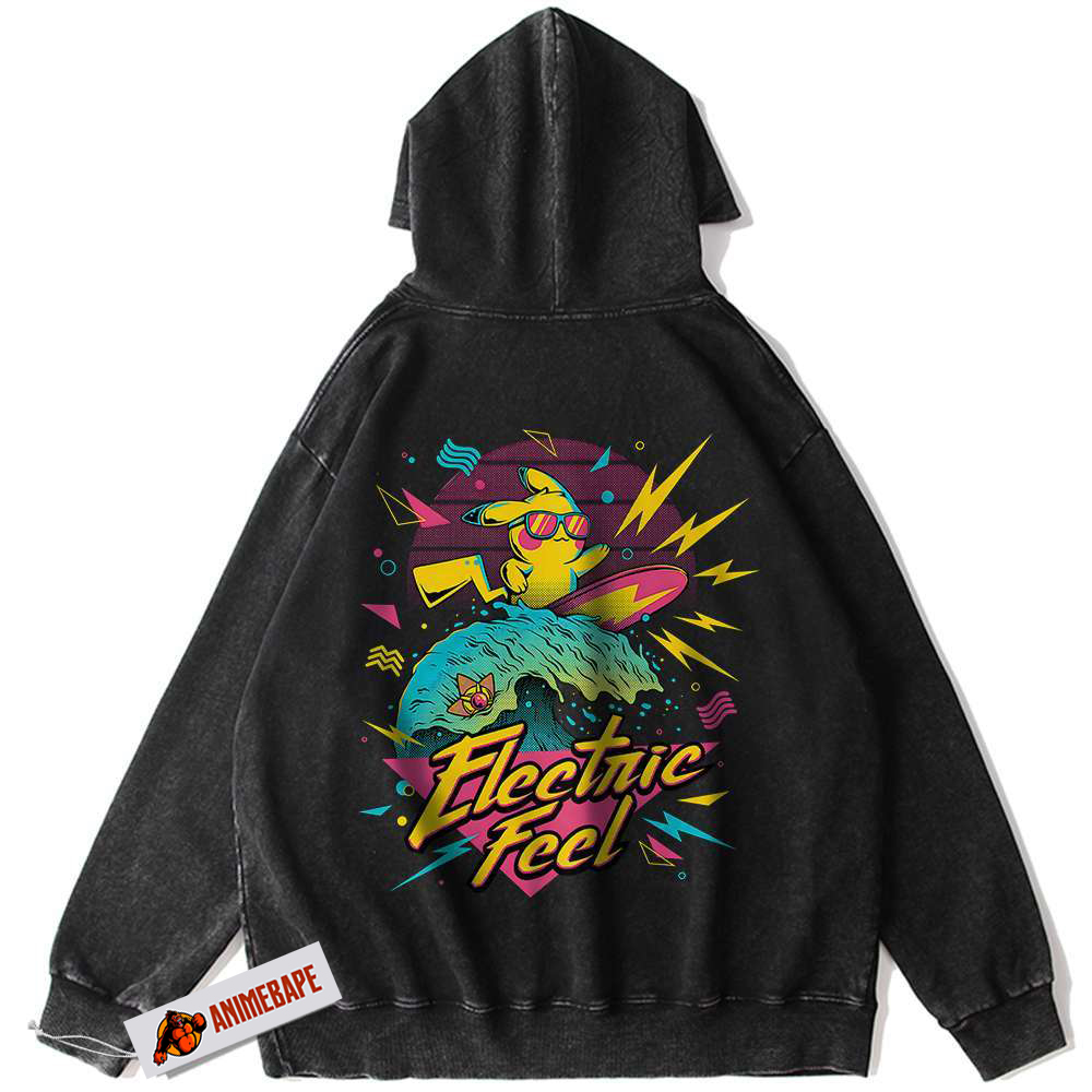 Pikachu Vintage Anime Hoodie for Pokemon Fans, Unisex Casual Wear