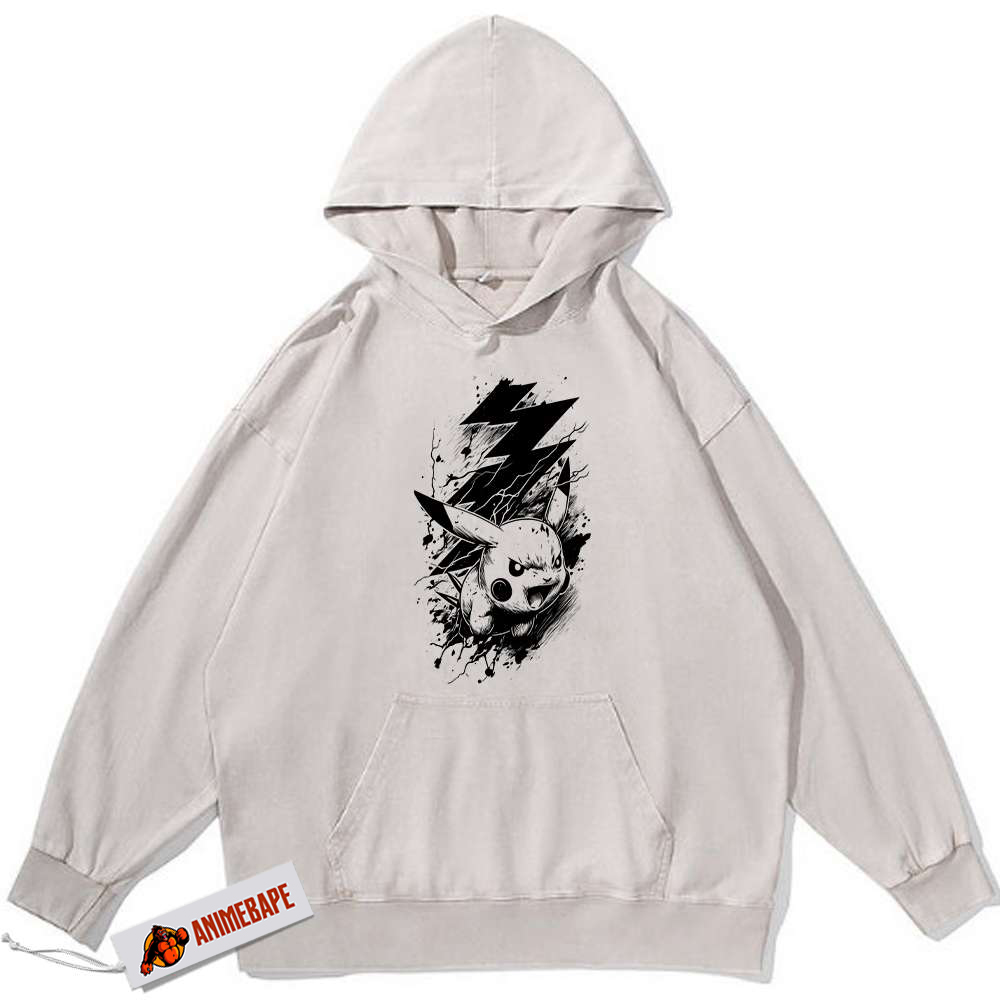 Pikachu Vintage Anime Hoodie, Pokemon PKM Hoodie for Fans