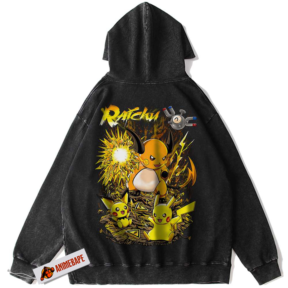 Pikachu Raichu Vintage Pokemon Anime Hoodie for Fans and Collectors