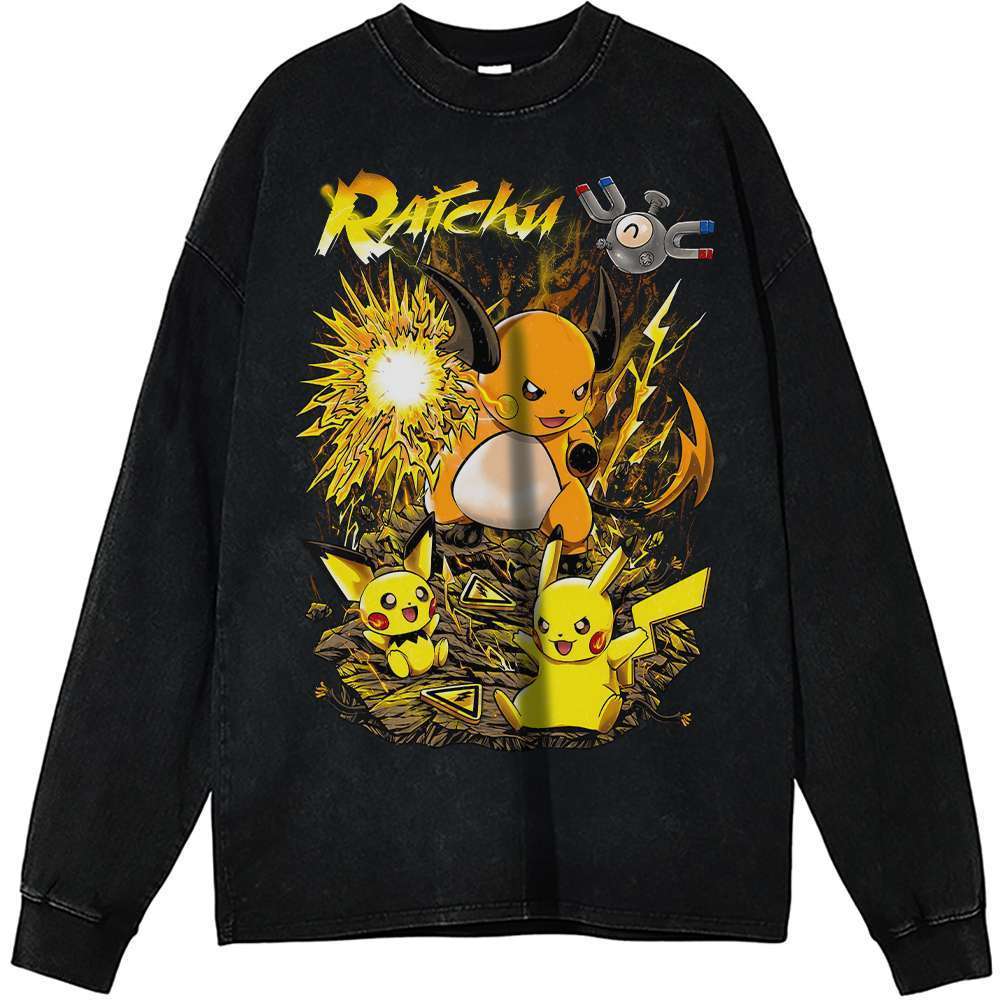 Pikachu and Raichu Vintage Anime Sweatshirt for Fans