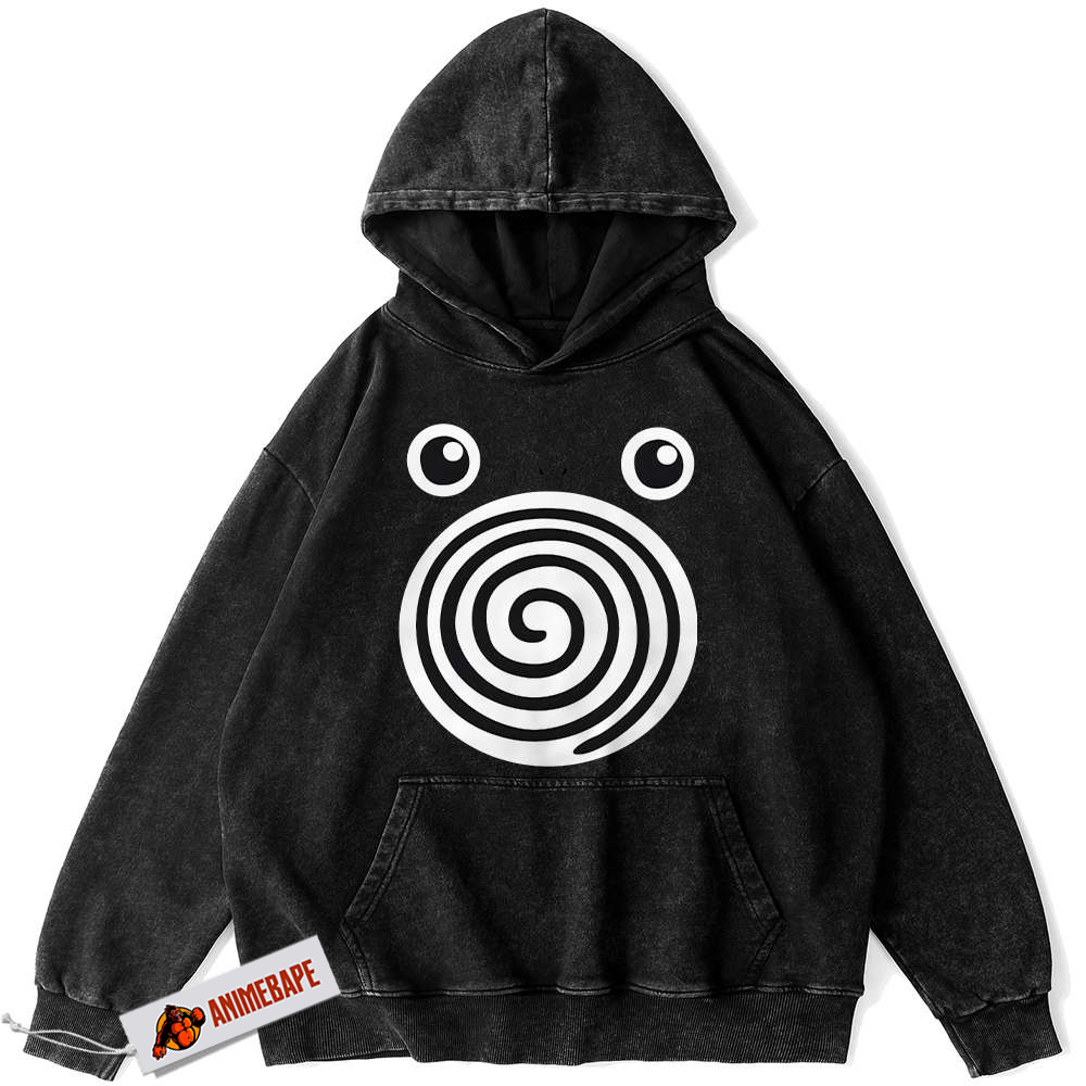 Poliwhirl Pokemon Vintage Hoodie, Anime PKM Hoodie for Fans
