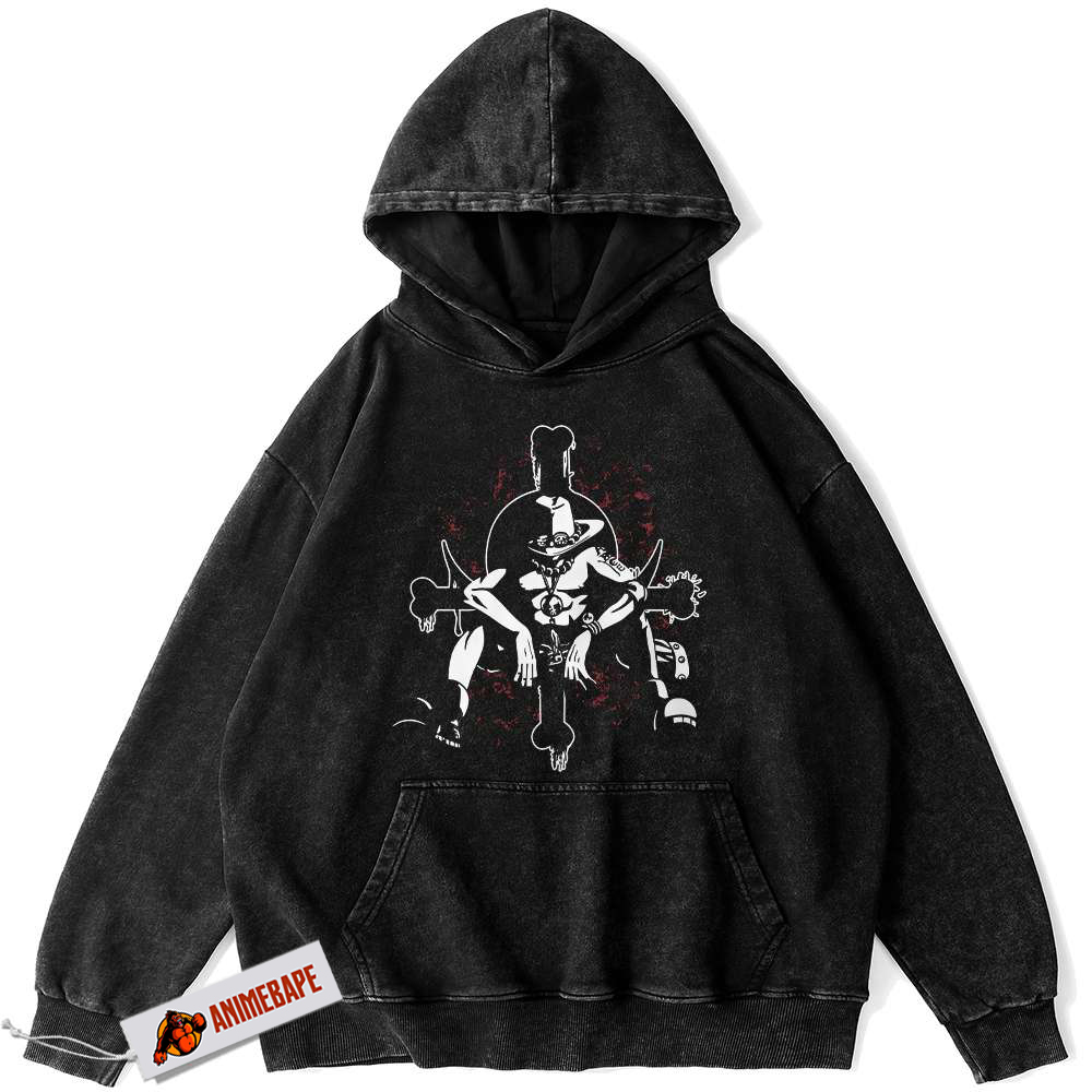 Portgas D. Ace Vintage Anime Hoodie, One Piece Hooded Sweatshirt